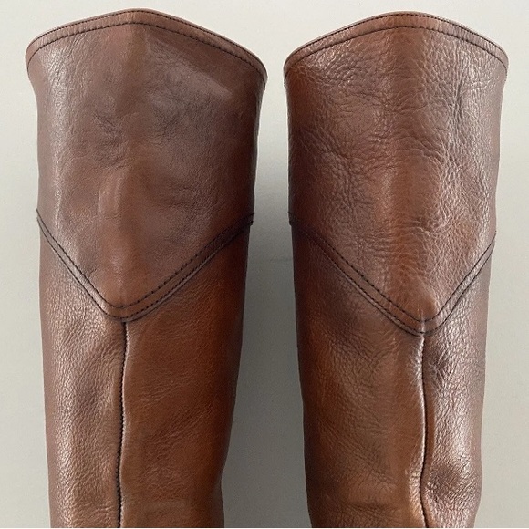 FRYE Dorado Tall Cognac Brown Leather Harness Buckle Riding Knee Boots Shoes 6 - Picture 6 of 16